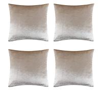 GIGIZAZA Bianco avorio Lusso Cuscino Copre Caso, La Striscia Di Velluto Accento a Cuscino, Miglior Decorativi Square Sham Cuscino Copre Per Divano Divano Letto Arredamento 50x50cm Set di 4