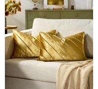GIGIZAZA Confezione da 2 federe decorative per cuscini in velluto color oro, 76 x 127 cm, per divano e divano, 30,5 x 50,8 cm