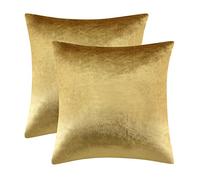 Gigizaza - Copricuscino in velluto, comodo, jacquard, a righe, quadrato, per divano o letto, per arredamento domestico, confezione da 2 pezzi, Velluto, Oro, 48 x 48 cm