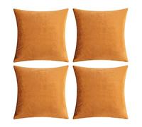 GIGIZAZA Federa per cuscino in velluto arancione, 45 x 45 cm, morbida, per camera da letto, soggiorno, 45 x 45 cm, set da 4