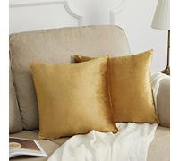 GIGIZAZA Federe decorative quadrate in velluto dorato, 40 x 40 cm, per divano, soggiorno, camera da letto, 40 x 40 cm, confezione da 2