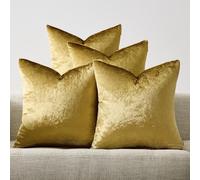 GIGIZAZA Federe per cuscini in velluto color oro, 40 x 40 cm, quadrate, morbide, per camera da letto e soggiorno, 40 x 40 cm, set da 4