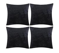 GIGIZAZA Federe per cuscini in velluto nero, 40 x 40 cm, quadrate, morbide, per camera da letto e soggiorno, 40 x 40 cm, set da 4