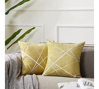 GIGIZAZA Federe per cuscini in velluto, quadrate decorative, per divano, camera da letto, soggiorno, 40 x 40 cm, confezione da 2 pezzi, colore: giallo