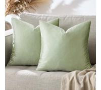 GIGIZAZA Federe per cuscino verde salvia 50x50 CM in velluto, quadrate, decorative, per divano, soggiorno, camera da letto, 20x20 pollici, confezione da 2