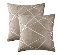 GIGIZAZA Giallo Marrone Lusso Cuscino Copre Caso, Accento a striscia d'argento cuscino, Miglior decorativi square sham cuscino copre per divano divano letto arredamento 50x50cm set di due