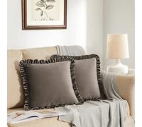 GIGIZAZA Set di 2 federe decorative per cuscini in velluto, 16 x 16 cm, colore: tortora