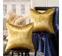 GIGIZAZA - Set di 2 federe decorative quadrate per cuscini da divano, 66 x 66 cm, in velluto, stile bohémien, colore: oro