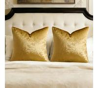 GIGIZAZA - Set di 2 federe decorative quadrate per cuscini da divano, 66 x 66 cm, in velluto, stile bohémien, colore: oro