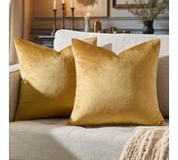 GIGIZAZA Set di 2 federe per cuscini in velluto dorato, 40 x 40 cm, decorative, quadrate, stile vintage, super morbide, per camera da letto, divano, federe per cuscini