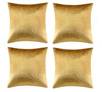 Gigizaza - Set di 4 copricuscini decorativi in velluto, per divano e letto, Velluto, Oro, 18"x18"-Set of 4