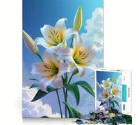 Gigli bianchi contro un cielo nuvoloso Puzzle da 1000 pezzi per ragazzi Gioco divertente e coinvolgente Incastro perfetto,senza spazi vuoti Attività serale per tutta la famiglia (50x75cm)