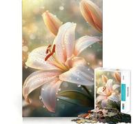 Giglio bianco con gocce di rugiada,puzzle per ragazzi da 1000 pezzi,gioco di memoria,incastro perfetto,nessun pezzo si stacca,gioco per allenare la mente,ideale da portare in viaggio,regalo perfetto