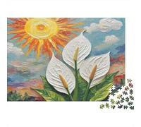 Giglio della Pace Carta spessa Gigli calla bianchi con sole sull'acqua confezione puzzle giocattolo educativo per bambini 70x50cm/1000 pezzi