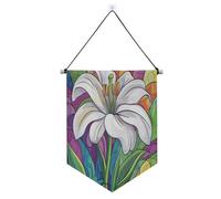 Giglio di Pasqua Felice Pasqua Bianco banner appeso con asta telescopica porta banner appeso decorazione della parete per Festival & giorno speciale suministros para fiesta de a?o nuevo