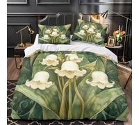 Giglio of The Valley Set Di Biancheria Da Letto 3D Con Stile Art Nouveau, Con Chiusura Lampo E Federe, in Microfibra Copripiumino, Set Da 3 Pezzi, Per Adulti E Bambini Super King（260x220cm）