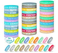 Gigmeta 36 braccialetti motivazionali in tedesco, 20,5 cm, in silicone, con 18 stili, con frasi positive, motivante, in silicone, regalo per bambini e colleghi, 20,5 cm, Silicone
