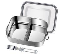Gigmeta Contenitore per il pranzo in acciaio inox, 1200 ml, a prova di perdite, con divisorio rimovibile, in metallo, ecologico per adulti e bambini