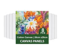 Gigmeta Leinwand zum Bemalen Set (8er Pack) 20 x 20 cm, Vorgespannte Weiße Künstler Canvas Panel Leinwände, 2.5mm starkem Malkarton, Geeignet für Acryl und Öl Malerei Sowie zum und Zeichnen