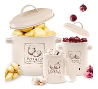 Gigmeta Set di 3 contenitori per patate, versatili, con sistema di ventilazione, mantiene le verdure fresche, ideali per conservare cipolle e patate