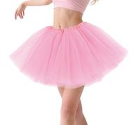 Gigquake Gonna Tulle da Donna- 4 Strati Gonna da Ballerina in Tulle Classica Anni '80 tutù Dirndl Adulti Retro Adolescenti Ballo Feste Cosplay Accessori Danza Vintage Abbigliamento Carnevale Rosa