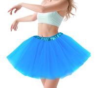 Gigquake Gonna Tulle da Donna- 4 Strati Gonna da Ballerina in Tulle Classica Anni '80 tutù Dirndl Adulti Retro Adolescenti Ballo Feste Cosplay Accessori Danza Vintage Abbigliamento Carnevale Azzurro