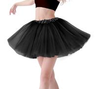 Gigquake Gonna Tulle da Donna- 4 Strati Gonna da Ballerina in Tulle Classica Anni '80 tutù Dirndl Adulti Retro Adolescenti Ballo Feste Cosplay Accessori Danza Vintage Abbigliamento Carnevale Nero