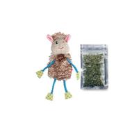 GiGwi, Giocattolo per gatti riutilizzabile a forma di pecora riempito di cataire, durevole e sicuro, stimola il gioco ed esplorazione, taglia unica, colore bianco, modello reversibile Catnip