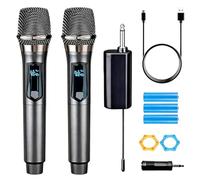 GiHaood Microfono wireless per canto, karaoke, microfono ricaricabile per due persone, per discorsi, chiesa, feste, karaoke, DJ, matrimoni