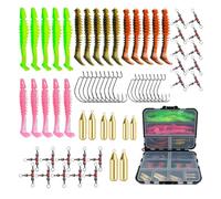 Gihioue Set di esche da - 68 pezzi - Attrezzature per esterni con contenitore per acqua e salata in laghi, fiumi e mare - per brevi e lunghi viaggi e campeggio