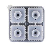 Gihioue Stampo per cubetti di ghiaccio, 4 scomparti, in silicone, per congelatore, grande forma a cubo con facile rimozione, per cocktail, degustazione di whisky, cucina, campeggio, feste, bevande per