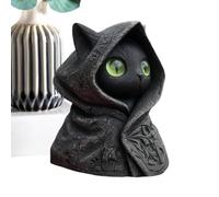 Gihioue Statue di gatto decorative per la casa, misteriosa statuetta in resina con cappuccio e mantello | decorazione da collezione - Collezionisti scrivania