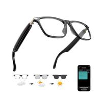Giinova - Occhiali intelligenti Bluetooth per donne e uomini, con altoparlante e auricolari, lenti con luce blu, chiamate chiare, ascoltare musica, guida, riunioni, pesca (BlueLight), Nero -, Tamaño