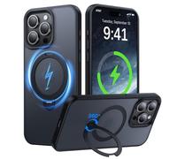 Giisorde 360° Magnetic Stand for iPhone 14 Pro Max Case, [Compatible with MagSafe] Build-in Invisible Ring Kickstand, Shockproof Slim Translucent Matte Phone Case for iPhone 14 Promax, Black