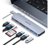 GIISSMO Adattatore USB C HUB 7 IN 2 compatibile con MacBook Pro M1/M2 2022-2016/ MacBookAir 2020-2018, con Thunderbolt 3, 4K 60Hz, 3 porte USB 3.0, lettore di schede SD/TF