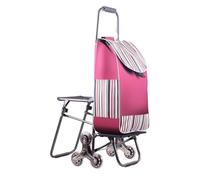 GIIYOEW Carrello della Spesa con Sedile Pieghevole Grocery Carrello per Auto 6 Ruote Che salgono Le Scale 80KG capacità di Peso,2
