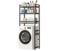 GIIYOEW Scaffale sopra la lavatrice, scaffale da bagno, tamburo da balcone, scaffale multi-strato per il bagno, scaffale sopra il WC,Nero