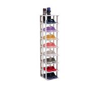 GIIYOEW Standing Verticale scarpiera Torre salvaspazio Stretta scarpiera organizzazione scaffali per la Porta d'ingresso dell'Armadio,Bianca,9 Tier