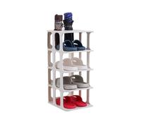 GIIYOEW Standing Verticale scarpiera Torre salvaspazio Stretta scarpiera organizzazione scaffali per la Porta d'ingresso dell'Armadio,Bianca,5 Tier