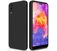 GiiYoon Cover Compatibile con Huawei P20 Custodia in Silicone, Custodia Antiurto Custodia Sottile in Silicone con Strato Interno in Fibra e Protezione della Fotocamera, Nero