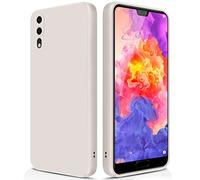 GiiYoon Cover Compatibile con Huawei P20 Custodia in Silicone, Custodia Antiurto Custodia Sottile in Silicone con Strato Interno in Fibra e Protezione della Fotocamera, Bianco