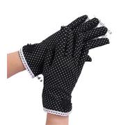 GIJMZY 1 paio di guanti da donna alla moda in cotone protezione solare estiva patchwork in pizzo sottile e traspirante punto guida(A black)