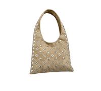 GIJMZY Borsa a tracolla sotto le ascelle con rivetti a pois in pelle scamosciata da donna borchie in metallo moto stile punk vintage(Khaki)