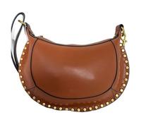 GIJMZY Borsa classica con rivetti dorati a tracolla a forma di palla in pelle PU retrò design a mezzaluna cerniera(Light brown)