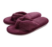 GIJMZY Women Home Slippers Open Toes Cozy Fur Flip-flops Winter Indoor Flat Bottom Cloud Slipper Comfortable Shoes(Red,42-43)