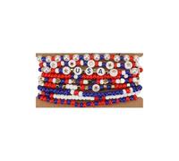 GIKILEE 4 luglio Bracciali di perline Giorno dell'Indipendenza Patriottica Impilabile Bracciali Multistrato Rosso Bianco Blu Stella Bracciale, Small, Acrilico, Nessuna pietra preziosa