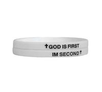 GIKILEE Braccialetto cristiano con croce in gomma con scritta in lingua inglese "God Is First IM SECOND Religious Faith Biblia", per donne e uomini, regalo motivazionale di incoraggiamento, 0.1