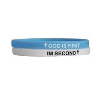 GIKILEE Braccialetto cristiano con croce in gomma con scritta in lingua inglese "God Is First IM SECOND Religious Faith Biblia", per donne e uomini, regalo motivazionale di incoraggiamento, 0.1
