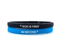 GIKILEE Braccialetto cristiano con croce in gomma con scritta in lingua inglese "God Is First IM SECOND Religious Faith Biblia", per donne e uomini, regalo motivazionale di incoraggiamento, 0.1