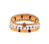 GIKILEE Sport argilla perline braccialetti calcio baseball basket pallavolo impilabile braccialetto elastico squadra sport fan gioco giorno gioielli, Small, Acrilico, Nessuna pietra preziosa